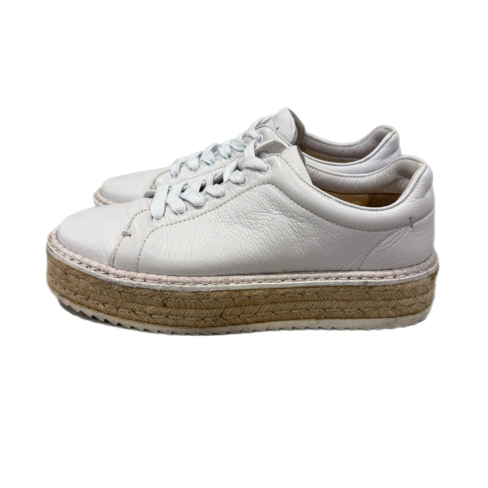 Rag & Bone White Kent Espadrille Platform Leather Sneakers Size 8